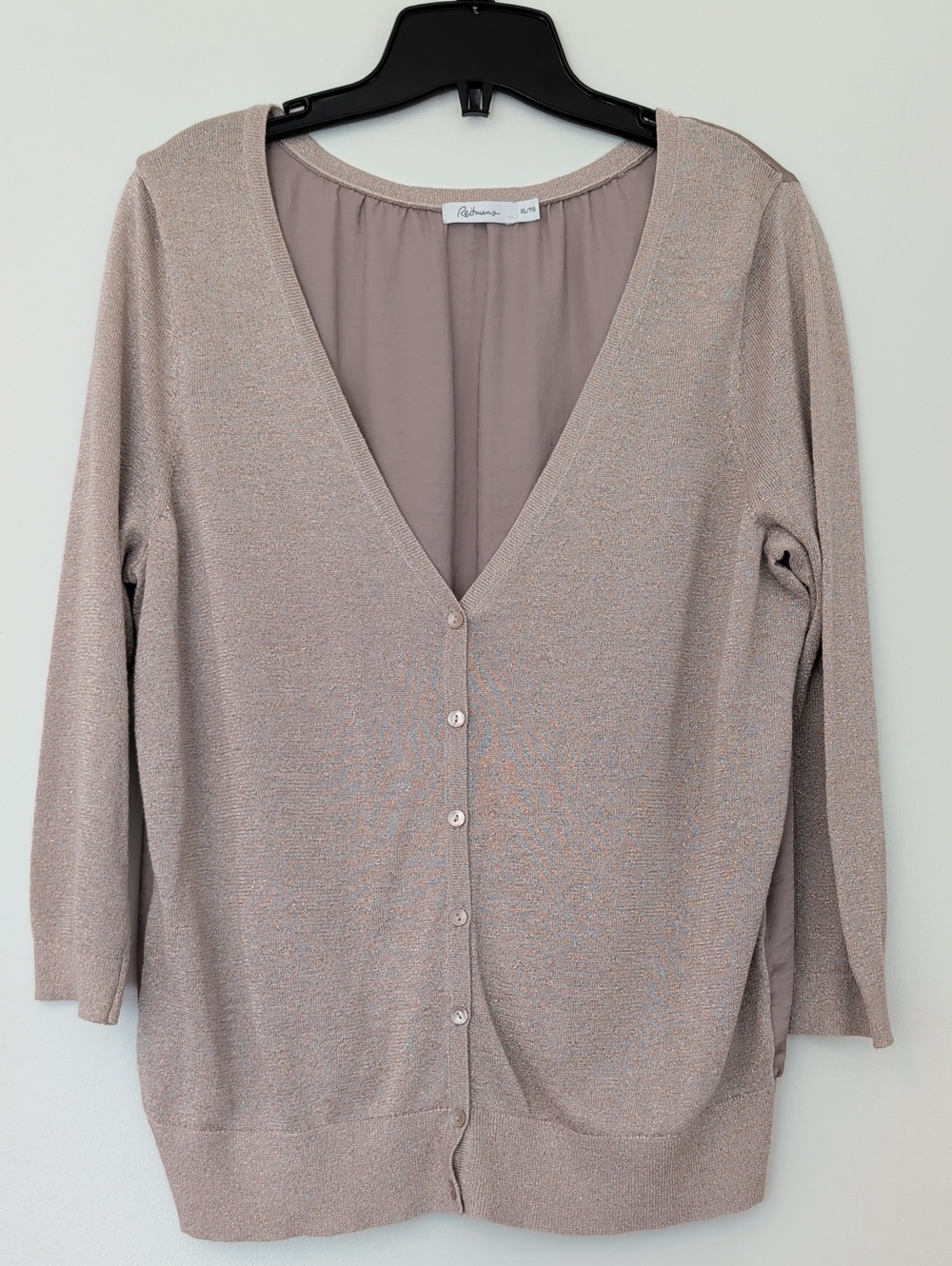 Reitmans Metallic Mauve V-Neck Button-Front Sweater